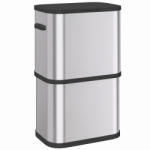 HomCom Coș de gunoi dreptunghiular 60L din oțel inoxidabil cu capac, închidere amortizată, fixare sac, argintiu | Aosom Romania (851-089V00SR) Cos de gunoi