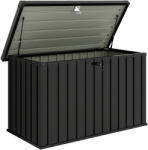 Outsunny Ladă de Depozitare Exterior 400L din Oțel Zincat, cu Încuietoare și 2 Chei, 124 x 66 x 72 cm, Negru | Aosom Romania (84G-479V00BK)