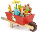 Tender Leaf Jucarie educativa, Roaba cu unelte de gradinarit, Tender Leaf Toys - Garden Wheelbarrow, din lemn premium, 31 piese, 3+ ani (TL8357)