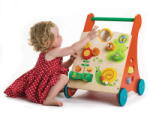 Tender Leaf Antemergator cu activitati in gradina, Tender Leaf Toys - Baby Block Walker, din lemn premium, 10 activitati, 18+ luni (TL8465)