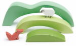 Tender Leaf Set 5 piese Dealurile verzi, Tender Leaf - Green Hills View, din lemn premium, include si o vulpe si o oaie, 3+ ani (TL8754)
