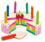 Tender Leaf Jucarie din lemn premium, Tort pentru aniversari Curcubeu, Tender Leaf Toys - Rainbow Birthday Cake, 14 piese, 3+ ani (TL8282)