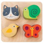 Tender Leaf Tabla senzoriala cu efecte tactile, Tender Leaf Toys - Touch Sensory Tray, din lemn premium, 5 piese, 18+ luni (TL8406)