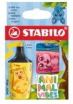 STABILO Boss Mini Animal Vibes szövegkiemelő, 3 szín/bliszter, Sárga, Rózsaszín, Kék (SW70373)