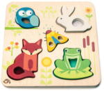 Tender Leaf Puzzle educativ senzorial tactil Animalute din padure, Tender Leaf Toys - Touchy Feely Animals, din lemn premium, 18+ luni (TL8417)