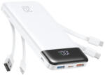 Charmast W2065 Powerbank külső akkumulátor 20000mAh 22.5W beépített kábelekkel (USB-A / USB-C / Lightning / Micro USB) - fehér (6977525753848)