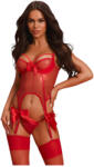 Obsessive Gifty - fűző és nyitott tanga szett (piros) (5901688270356) - vagyaim