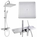 Erga Oslo, zuhanyszett csapteleppel, polccal, kifolyóval és fejzuhannyal 30 × 30 cm, króm, ERG-YKA-BP. OSLO-30-CHR (ERG-YKA-BP.OSLO-30-CHR)