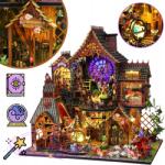  Fa Puzzle 3D Szett Diy Mini Ház Led Világítással Felnőtteknek (MAGICZNY miniaturowy domek)
