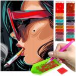 Artulio Gyémánt hímzés mozaik diamond painting 5D női cigaretta szemüveg haj (Haft Diamentowy diamond painting Mozaika 5d)