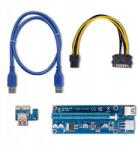 Qoltec Riser Pci-e 1x 16x Qoltec Usb 3.0 009S Sata Pci-e 6 pin videokártya (55507)