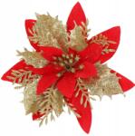 Springos Betlehemi Csillag Karácsonyi Dekoráció Piros Arany Mikulásvirág Csipesz 13cm (CA0729)
