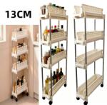  13CM Mobil Polc Fürdőszobába Konyhába Kocsi Polc Fehér Vékony (ZWJHGJKKLL)