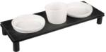 DUVOPLUS DINNER TIME Három darabos kerámia tál készlet fém teglalap állványban 200ml 41x14, 5cm