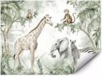 MPINK Fotótapéta Szafari állatok zsiráf, zebra és majmok 200x140 cm (GP-FTAP_6_VSC_2X1,4M-0096)