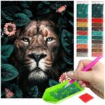 Artulio Gyémánt hímzés kiegészítők mozaik diamond painting 5D oroszlán erdő portré macska (Haft Diamentowy diamond painting Mozaika 5d)