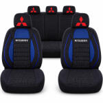 AutoHelix MSA Set Huse Scaune Universale Racing, Albastru cu Negru Personalizate cu Mitsubishi (RacAN8)