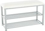 Mobikon Banca cu 2 rafturi din metal gri si perna bej LANGELLA 81x31x49 cm (13508)