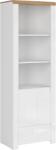 Mobikon Biblioteca alb lucios stejar wotan Vilgo 68x41.5x202 cm (61952) Biblioteca