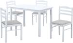 Mobikon Set masa, 4 scaune mdf alb textil gri Somin 110, 5x70, 5x76 cm, 40, 6x45x84, 6 cm (74629)