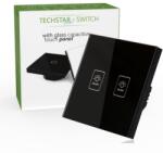 Techstar Resigilat Intrerupator Touch Techstar® TG02, Sticla Securizata, Design Modern, Iluminare LED, 2 Faze, Negru (SKU1963R)