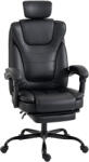 HomCom Scaun Gaming Ergonomic, Fotoliu Gaming Înclinabil din Piele Sintetică, Înălțime Reglabilă, Suport Cap 2D, Negru | Aosom Romania (925-038V00BK)