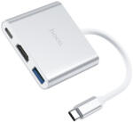 hoco. HB14 Easy Use USB-C hub átalakító 3× USB 3.0, HDMI és PD töltés, ezüst - USB-C Multiport Adapter (HB14)