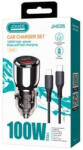 JOKADE JH026 Huicheng dupla autós gyorstöltő szivargyújtós USB + Type-C, 100W + Type-C kábel, fekete - 100W Dual Car Charger (JH026)