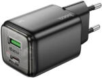 hoco. N52 Monsoon hálózati gyorstöltő USB-A + USB-C, PD 20W + QC3.0, fekete - 20W Dual Port Fast Charger (N52)