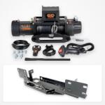 EMD Winch Pachet troliu Jeep Wrangler JL (2018-2024): troliu electric EMD Winch 13000 lbs cablu sintetic și suport troliu dedicat