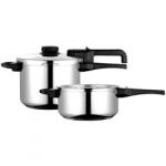 Fagor Oala sub presiune Fagor Dual Xpress 4+6 L, 2 buc. , 30-90 kPa, 22 cm, 5 sisteme de protectie, Fund cu 3 straturi, Otel inoxidabil 18/10, Toate plitele inclusiv, Argintiu (81OPFGDUAL2)
