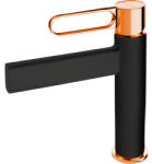 FDesign Zaffiro álló mosdócsaptelep leeresztőszeleppel (Click-Clack drain), rózsaarany/fekete (FD1-ZFR-2-25)