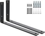 TYPEC Set 2 Suporturi Metalice pentru Polițe SAYAYO Heavy Duty, Fier Masiv Grosime 5 mm, Profil L 300 x 150 mm, Încărcare până la 50 kg, Vopsire Negru Mat, Kit Complet de Montaj Inclus