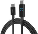  X-ONE USB-C - USB-C töltő- és adatkábel LED kijelzővel PD 100W 1.5m - fonott fekete (5903396469091)