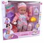 Man Yuk Toys Păpușă interactivă în salopetă, cu accesorii - 35 cm (WZB104 9) Papusa