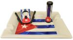 Cool Cuba Flag szivaros ajándékszett - hamutartó, 3 jet lángos öngyújtó és szivarvágó (H-513901)