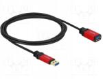 Delock Kábel; Usb A aljzat, USB A dugó; aranyozott; 2m; fekete; 24AWG, 28AWG (82753)