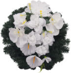  Selyemkoszorú (40cm) - Rózsa-orchidea - Fehér #1