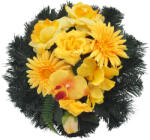  Selyemkoszorú (30cm) - Rózsa-gerbera - Sárga #1