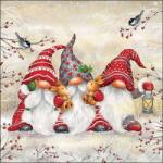 Ambiente Karácsonyi manók nyuszival szalvéta -25x25 cm - Three dwarfs (VR-32518910)