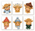 Figured Art Set 6 mini-picturi pe numere, cu sasiu, Prieteni taurasi, 15x20cm (MFA106-Y)