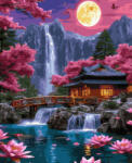 Oh Art! Set pictura pe numere, cu sasiu, Gradina japoneza noaptea, 40x50 cm (ANG1139)
