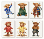 Figured Art Set 6 mini-picturi pe numere, cu sasiu, Prietenii de la ferma din Scotia, 15x20cm (MFA107-Y)