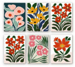 Figured Art Set 6 mini-picturi pe numere, cu sasiu, Motive florale colorate, 15x20cm (MINI367-Y)