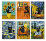 Figured Art Set 6 mini-picturi pe numere, cu sasiu, Pisica van Gogh, 15x20 cm (MFA029-Y)