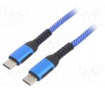 Akyga Kábel; Usb 2.0; Usb C csatlakozó, mindkét oldalon; nikkelezett; 1, 8m; 100W (AK-USB-38)