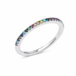 Flippy Inel din Argint 925, Jolie Silver, cu Mini Zirconii Multicolore, Design Tip Verighetă, Finisaj Lucios, 1.2 g, Mărimea 54, Argintiu și Multicolor (06746)