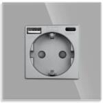 Tosyco Priză Schuko simplă cu ramă din sticlă [CLONE] (TOS-CSK-USB-AC-Y)