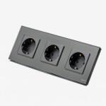 Tosyco Priză Schuko triplă cu ramă din sticlă (TOS-C3SK-Y)