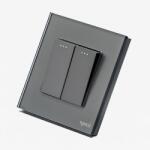 Tosyco Întrerupător dublu mecanic cu ramă din sticlă (TOS-CM2G1W-Y)